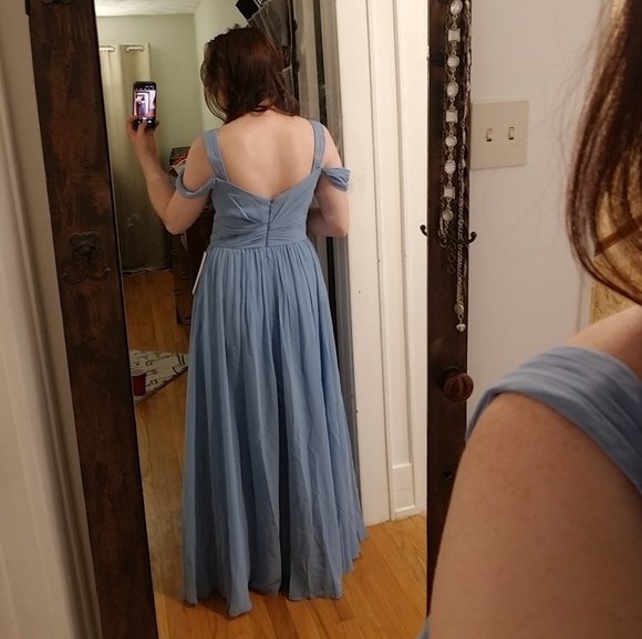 Blue Chiffon Bridesmade Dress - Picture 4 of 4
